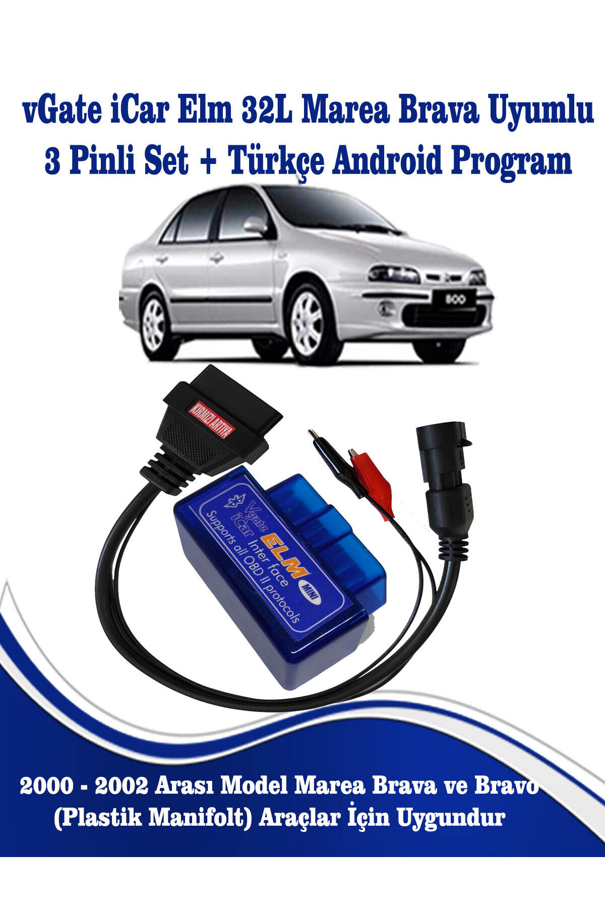 vGate iCar Elm 3 Pinli Set Marea Brava Arıza Tespit Cihaz Seti Android - PC