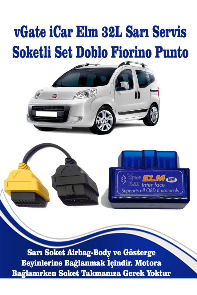 Fiat Doblo Fiorino ve Punto Modeller İçin Elm Ariza Tespit Cihazi + Sarı Servis Soketi