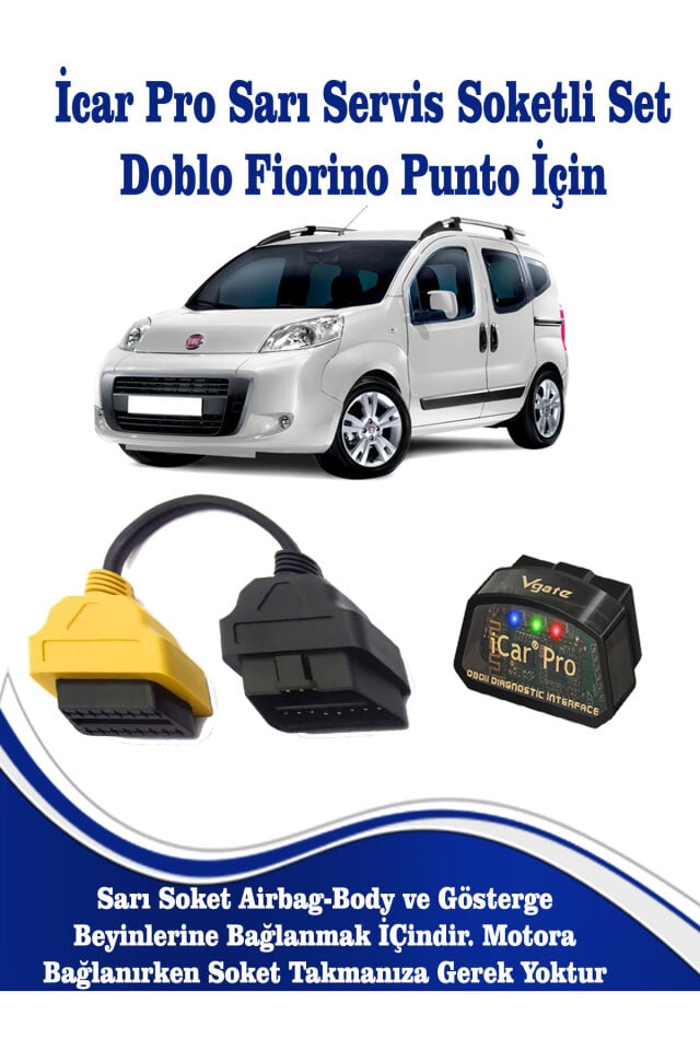 Fiat Doblo Fiorino ve Punto Modeller İçin İcar Pro Ariza Tespiİt Cihazi + Sarı Servis Soketi