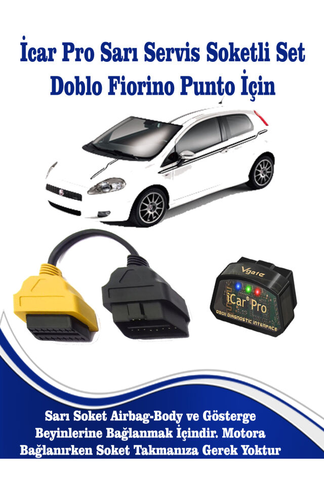 Fiat Doblo Fiorino ve Punto Modeller İçin İcar Pro Ariza Tespiİt Cihazi + Sarı Servis Soketi