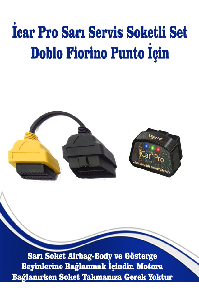 Fiat Doblo Fiorino ve Punto Modeller İçin İcar Pro Ariza Tespiİt Cihazi + Sarı Servis Soketi