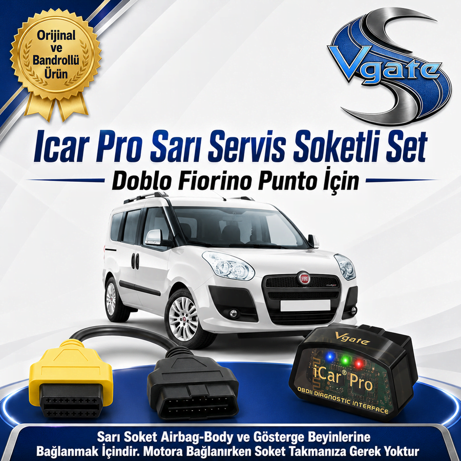 Fiat Doblo Fiorino ve Punto Modeller İçin İcar Pro Ariza Tespiİt Cihazi + Sarı Servis Soketi