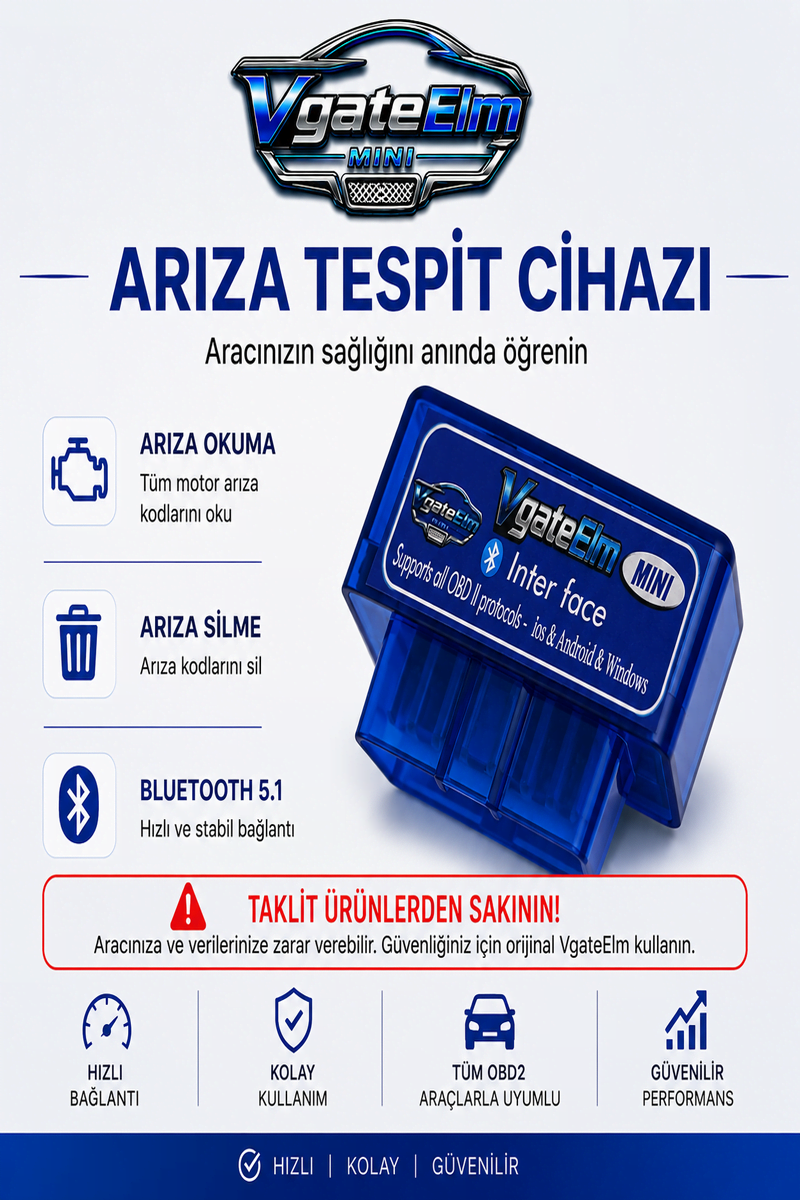 Vgate İcar VgateElm Mini Bluetooth 5.1 Yeni Nesil Arıza Tespit Cihazı