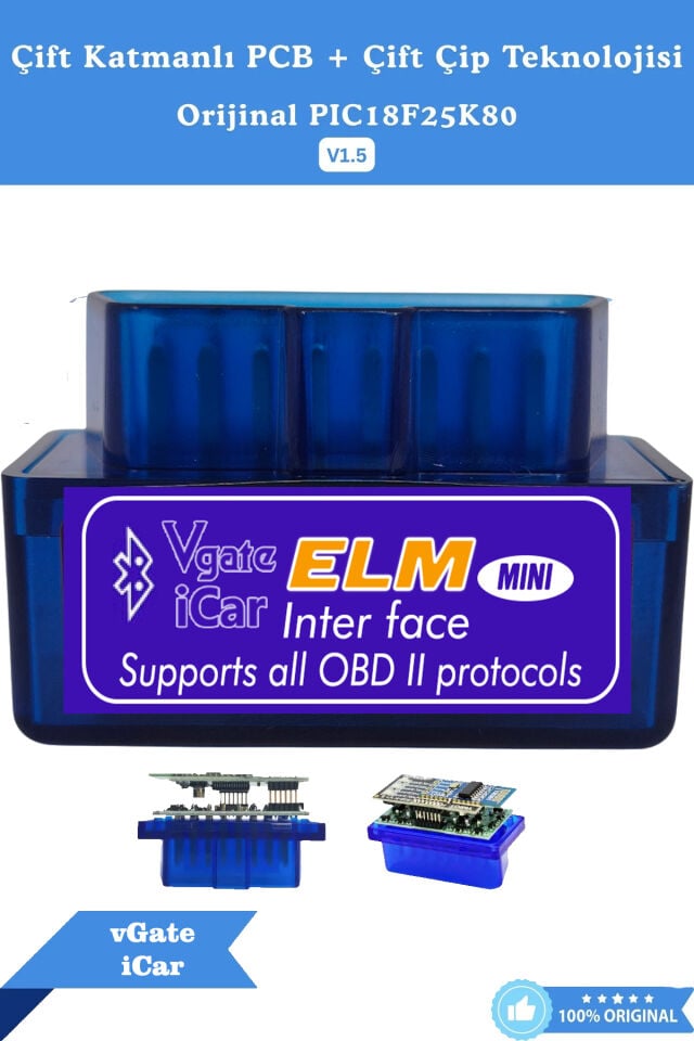 Vgate İcar Elm Obd2 Çift Anakartlı Bluetooth PIC18F25K80 Destekli DDT4ALL-TORQUE Pro-Dtcfix İOS Android Uyumlu