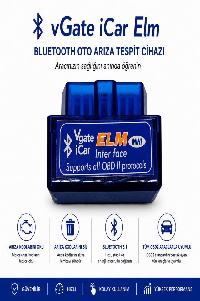 Vgate İcar Elm Obd2 Çift Anakartlı Bluetooth PIC18F25K80 Destekli DDT4ALL-TORQUE Pro-Dtcfix İOS Android Uyumlu