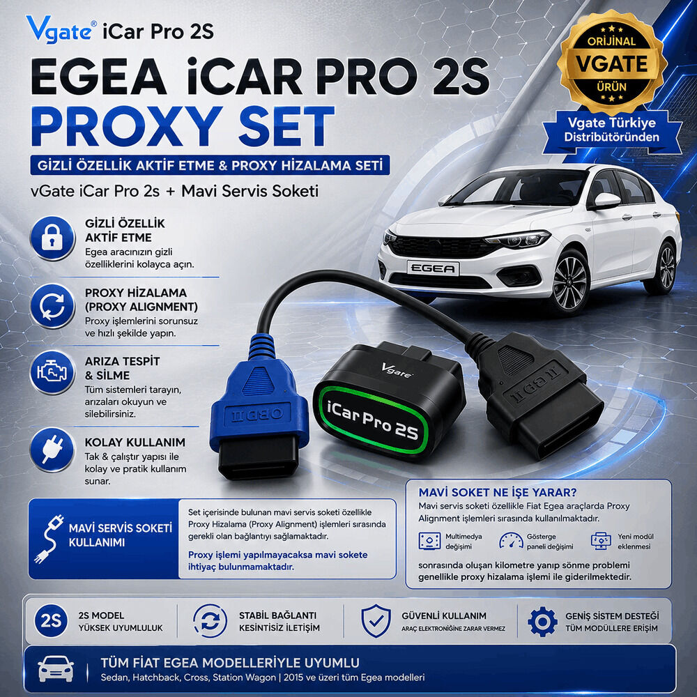 iCar Pro 2s ve Mavi Soket Egea Gizli Özellik Aktif Etme Seti