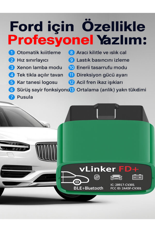 vGate vLinker FD+ Forscan Arıza Tespit ve Gizli Özellik Açma Cihazı/ Bluetooth 4.0 İos Android PC