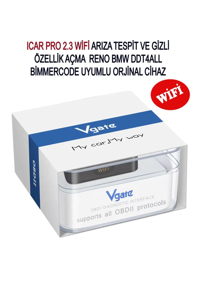 vGate iCar Pro WiFi 2.3V Bandrollü Arıza Tespit ve Gizli Özellik Açma Cihazı
