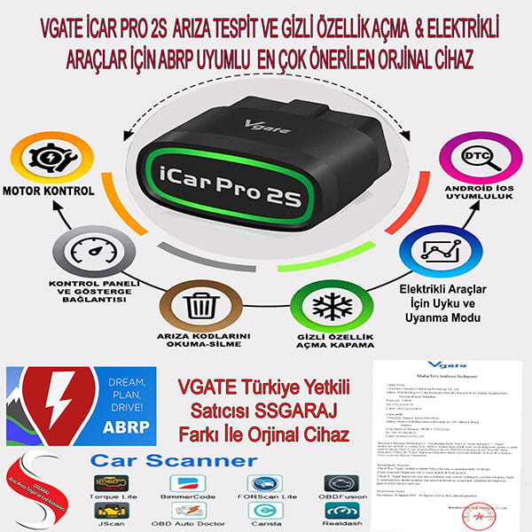 iCar PRO 2S Bluetooth 5.2 Arıza Tespit ve Gizli Özellik Açma Cihazı