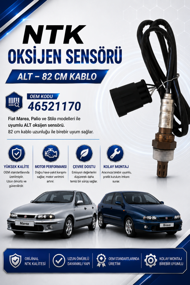 Fiat Marea Brava Siena Palio 1.6 Uyumlu NTK Oksijen Sensörü