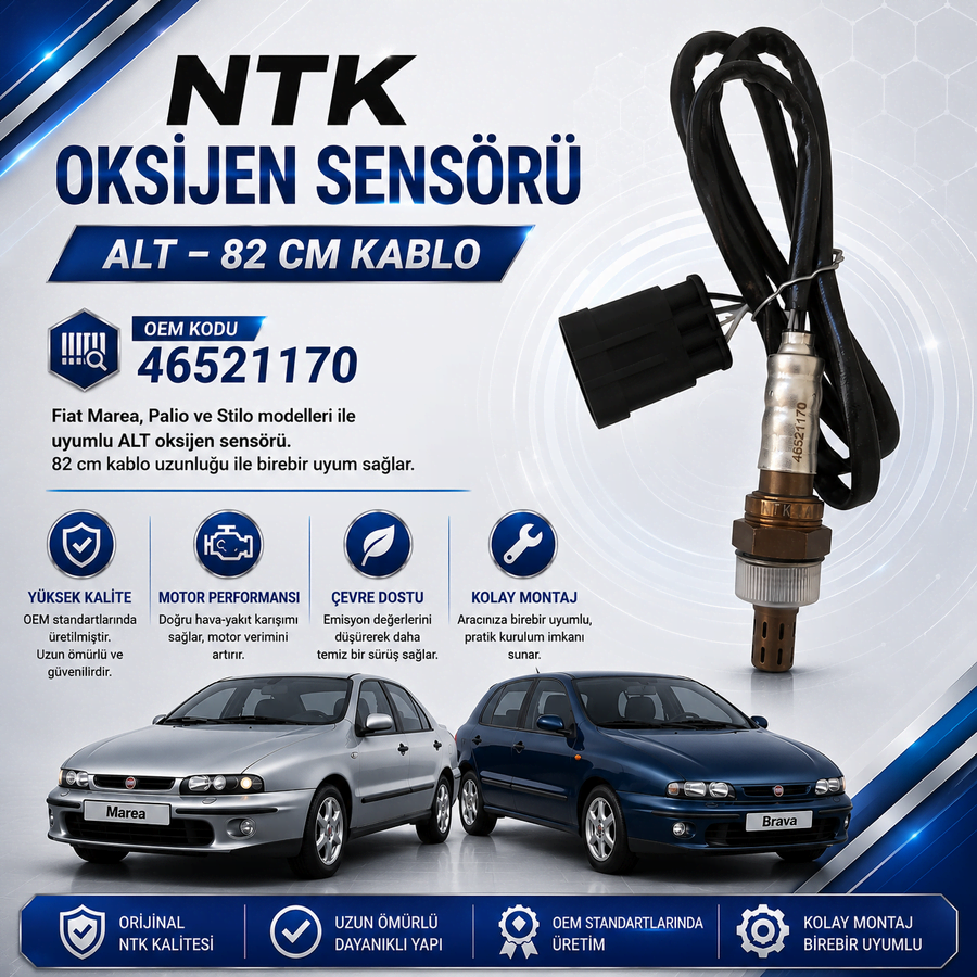 Fiat Marea Brava Siena Palio 1.6 Uyumlu NTK Oksijen Sensörü