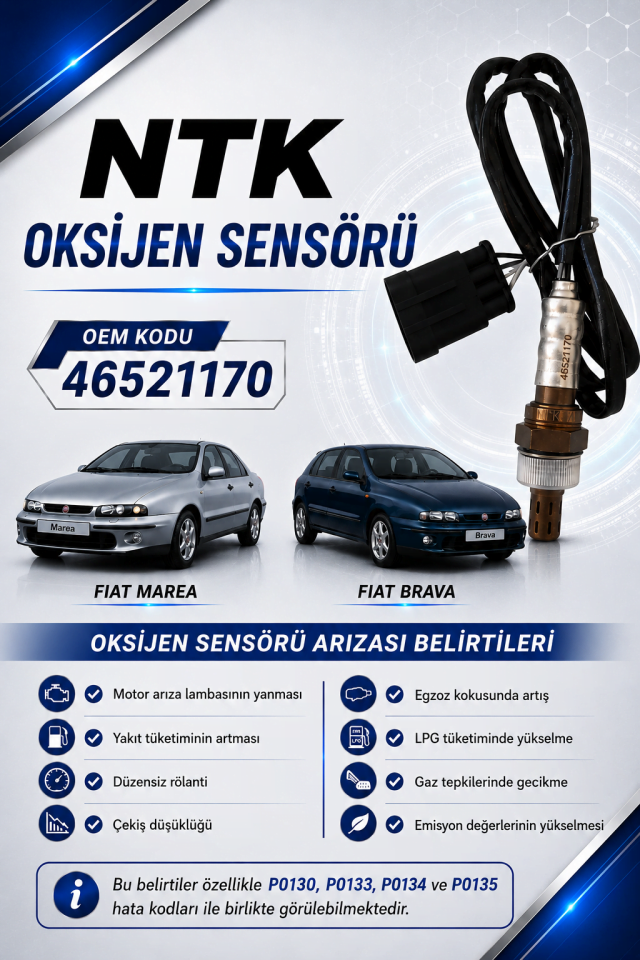 Fiat Marea Brava Siena Palio 1.6 Uyumlu NTK Oksijen Sensörü