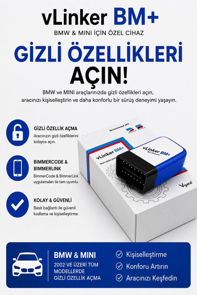 vGate vLinker BM+ BMW MINI İçin Özel Arıza Tespit ve Gizli Özellik Açma Cihazı