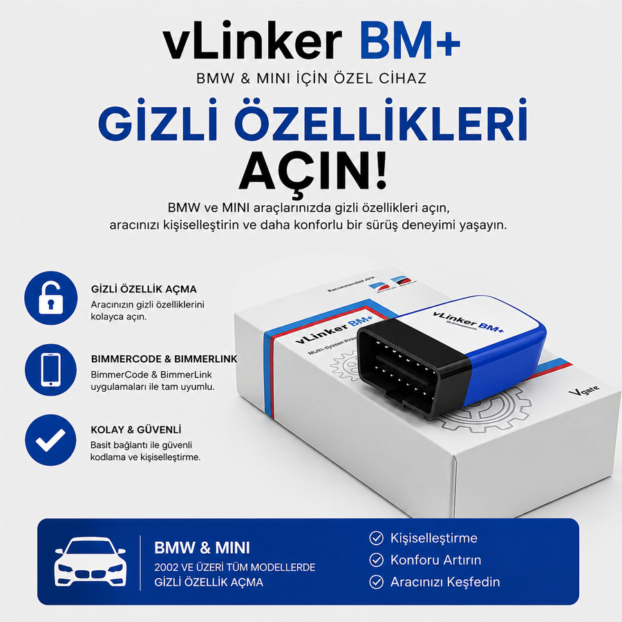 vGate vLinker BM+ BMW MINI İçin Özel Arıza Tespit ve Gizli Özellik Açma Cihazı