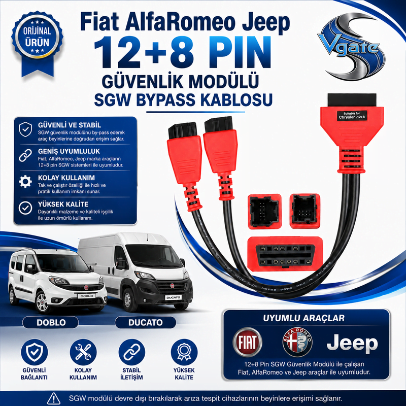 FİAT (DOBLO) CHRYSLER DODGE JEEP ALFA ROMEO UYUMLU 12+8 PİN GÜVENLİK MODÜLÜ SWG KABLOSU