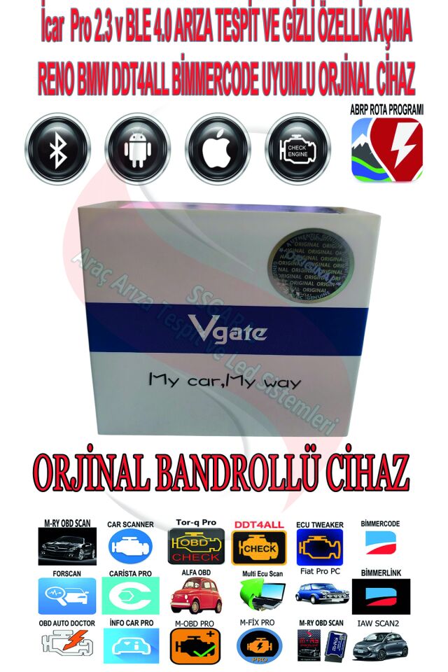 vGate iCar Pro Bluetooth 4.0 ble Arıza Tespit Ve Gizli Özellik Açma Cihazı
