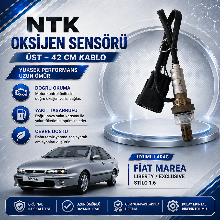 NTK Fiat Marea Liberty Exculisive - Stilo 1.6 Uyumlu Oksijen Sensörü Üst 42 cm Kablo