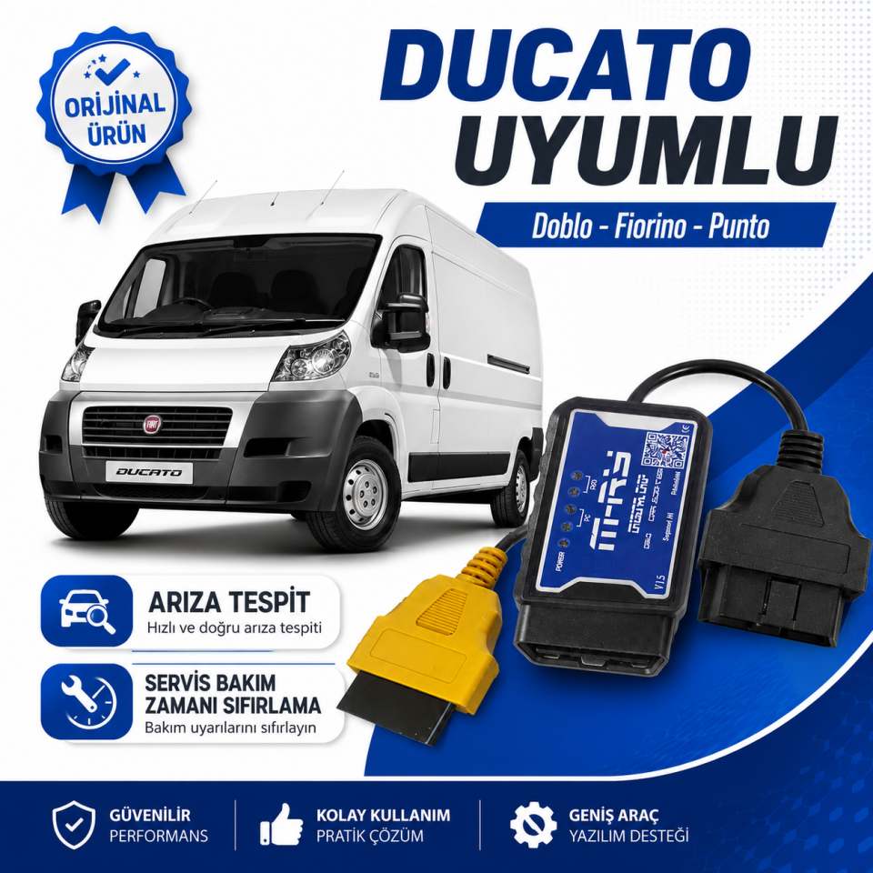 Fiat Doblo Fiorino Modeller İçin Uyumlu M-RY Bluetoothlu Ariza Tespiİt Cihazi + Sarı Servi Soketi