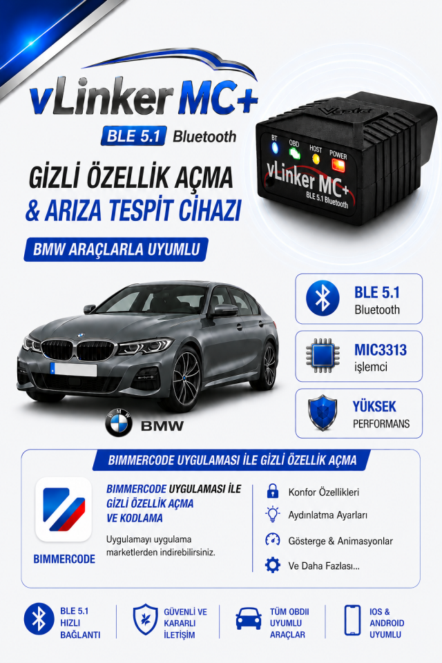 vLinker MC+ Ford Opel Fiat Bmw Gizli Özellik ve Arıza Tespit Cihazı