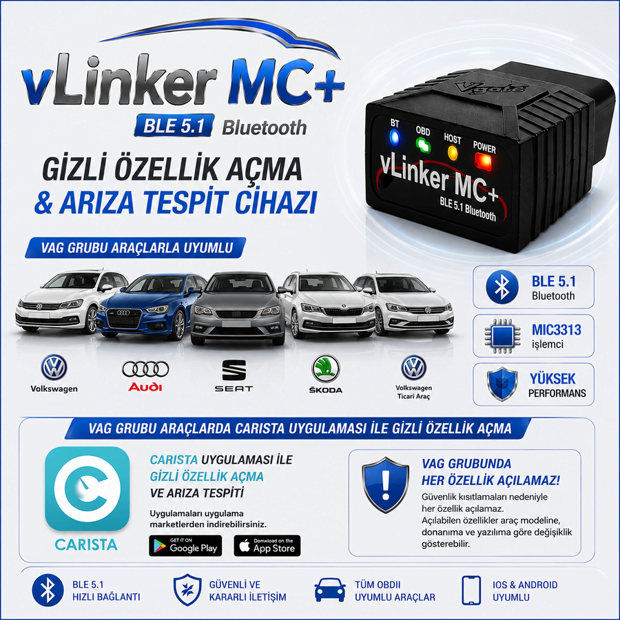 vLinker MC+ Ford Opel Fiat Bmw Gizli Özellik ve Arıza Tespit Cihazı