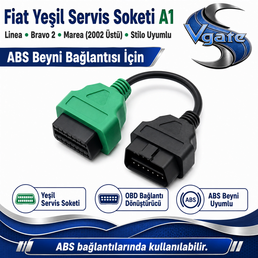 Yeşil Servis Soketi Fiat Uyumlu ABS Beyni Bağlantısı İçin