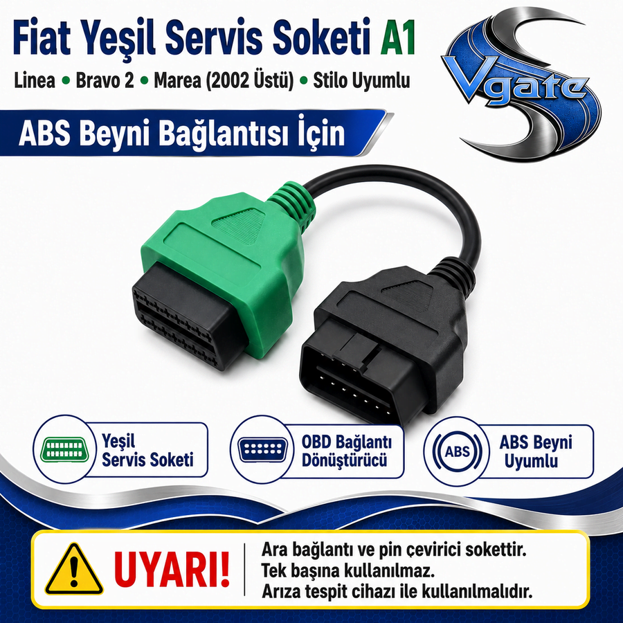 Yeşil Servis Soketi Fiat Uyumlu ABS Beyni Bağlantısı İçin