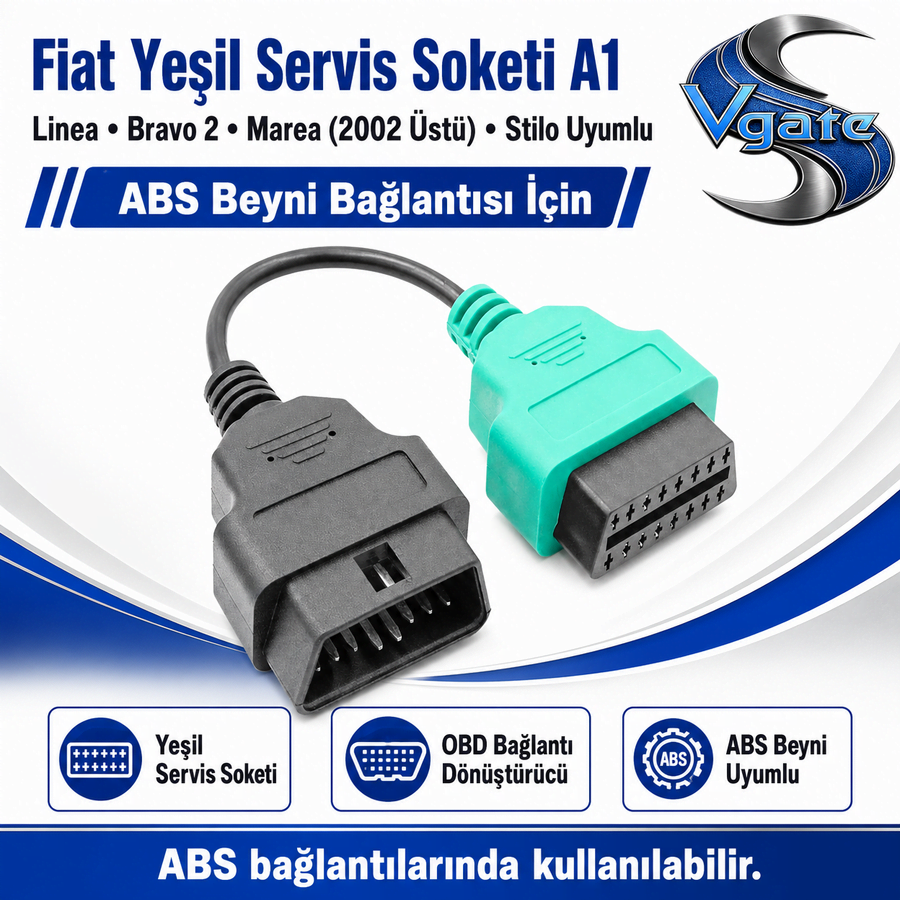 Yeşil Servis Soketi Fiat Uyumlu ABS Beyni Bağlantısı İçin