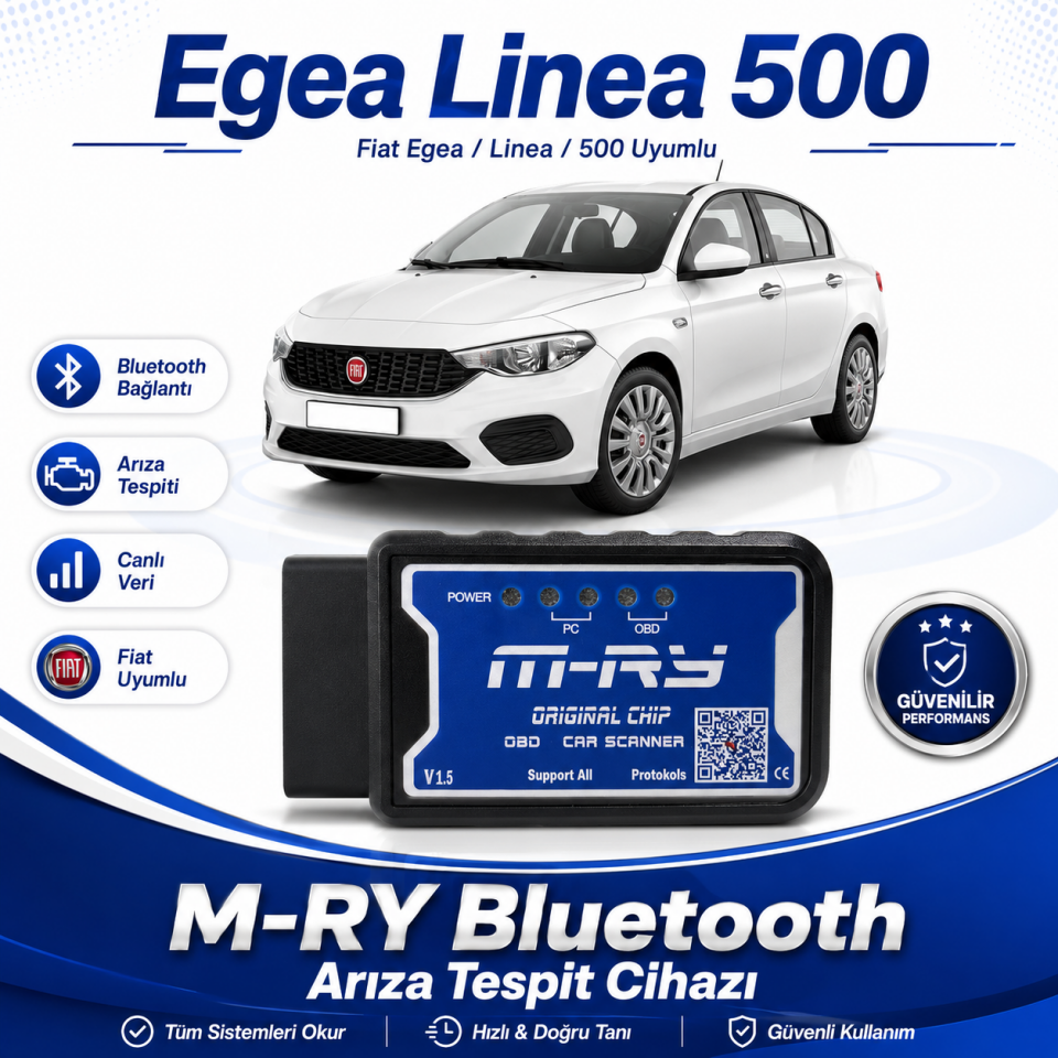 M-RY Fiat Egea Linea Doblo Fiorino Marea Albea Palio 500 Stilo Uyumlu Blutooth Arıza Tespit Cihazı