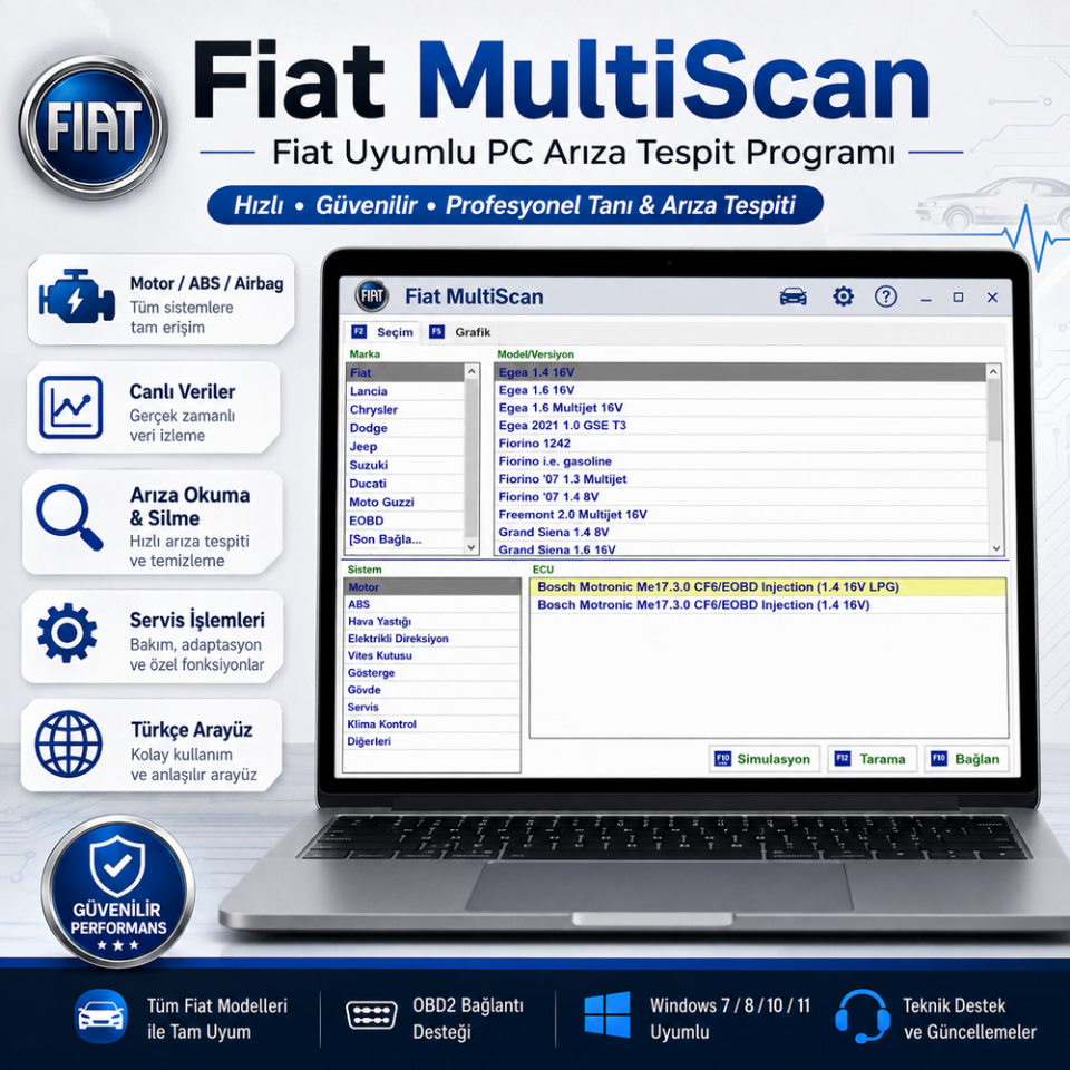 Fiat Multiscan Türkçe PC Uygulaması