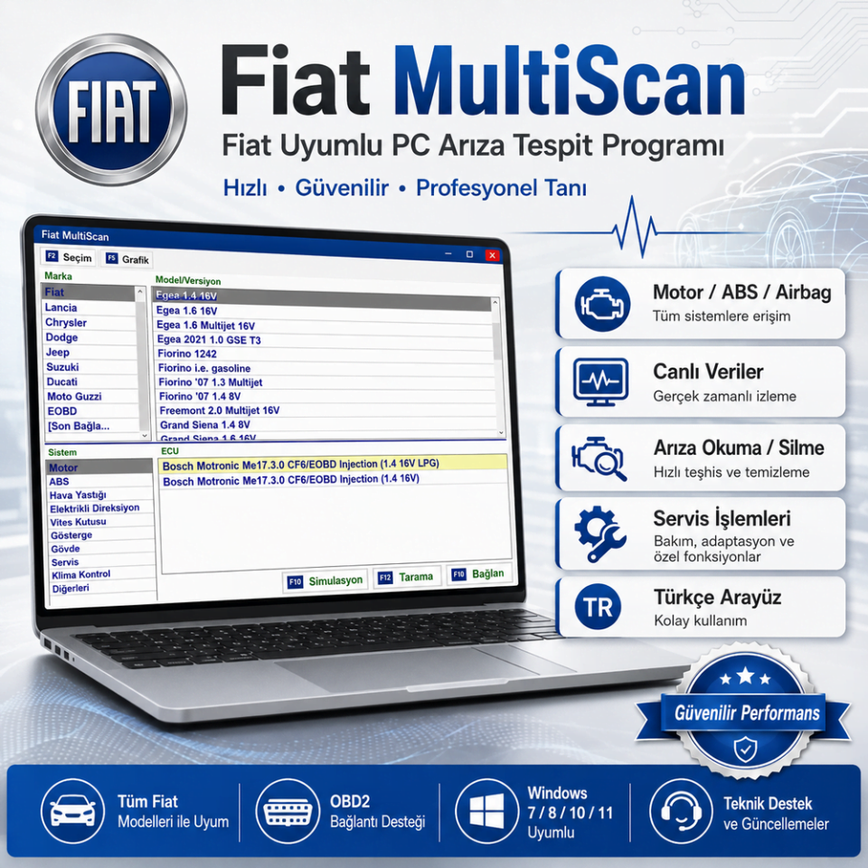 Fiat Multiscan Türkçe PC Uygulaması