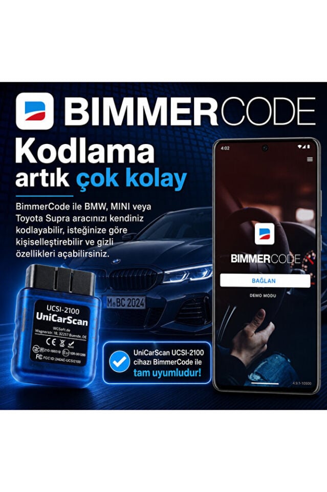 Alman Kalitesi Arıza Tespit ve Gizli Özellik Cihazı BMW Araç ve Motorlar İçin Özel